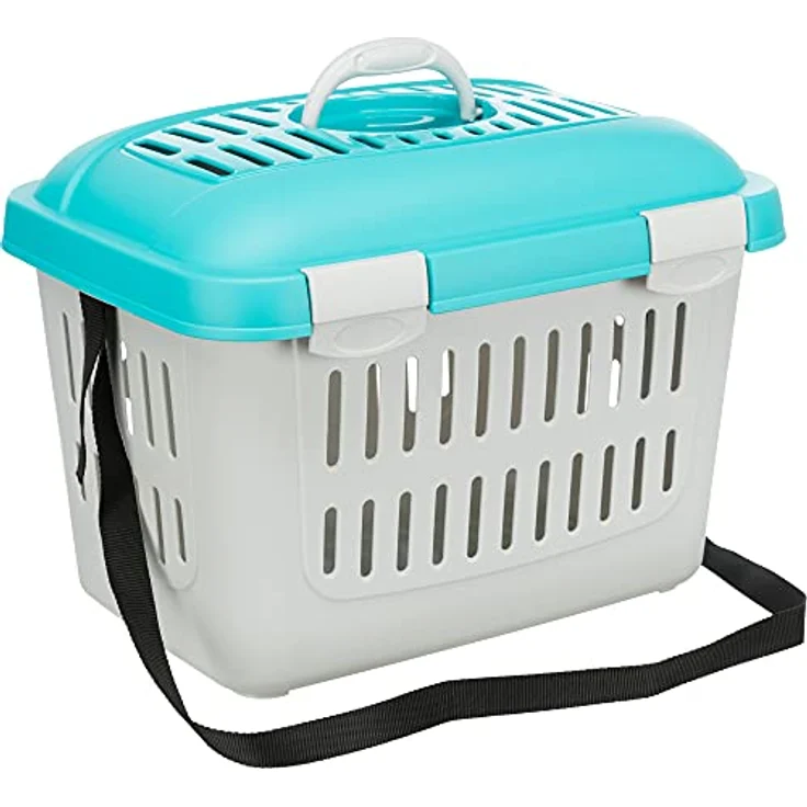 Trixie Transportbox Midi-Capri XS: 44 × 33 × 32 cm, hellgrau-blau – Bild 1
