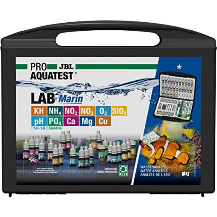 JBL Wassertest-Koffer ProAquaTest Lab Marin, mit 11 Tests für Meerwasser-Aquarien, inklusive umfangreichem Zubehör und kindersicheren Reagenzflaschen – Bild 2