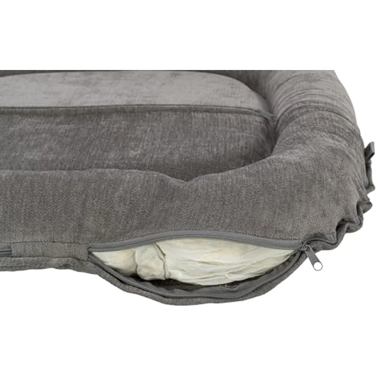 Trixie Hundekissen Vital Lennox, ovales orthopädisches Hundebett in Grau, 70×55cm mit viskoelastischem Schaum für Memory-Effekt und rutschsicherem Boden - 371340 – Bild 4