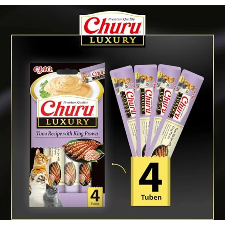 INABA Churu Luxury Katzenleckerlis mit Thunfisch und Riesengarnele, Getreidefrei, Zuckerfrei, Kalorienarm, 56 g (1er Pack) – Bild 5