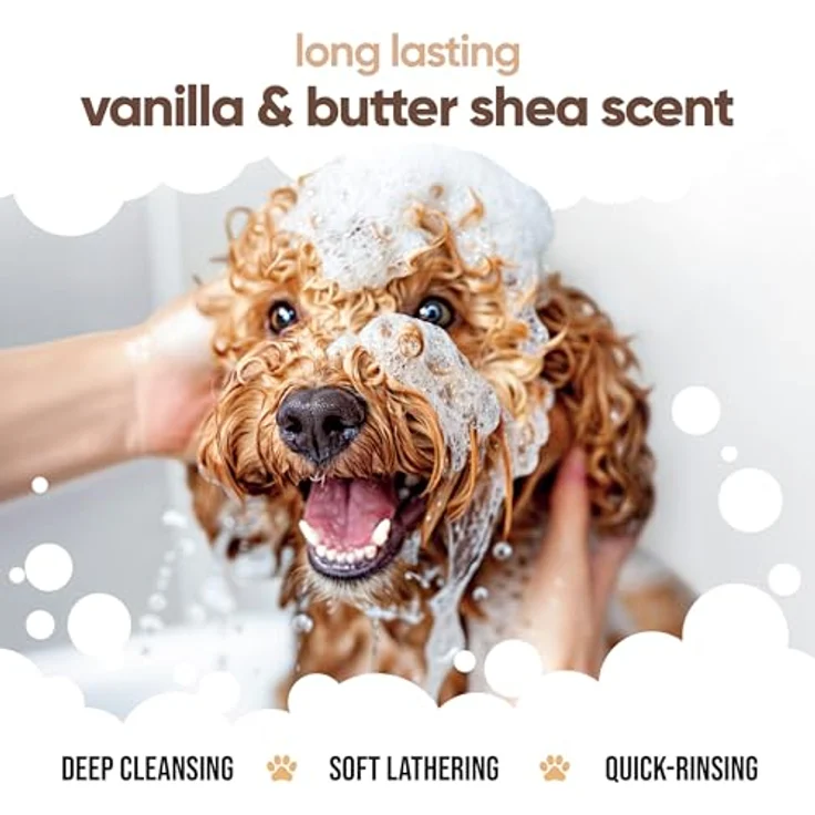Buddycare Vanille- & Sheabutter-Hundeshampoo, feuchtigkeitsspendend mit Aloe Vera und Pro-Vitamin B5, 1L – Bild 4