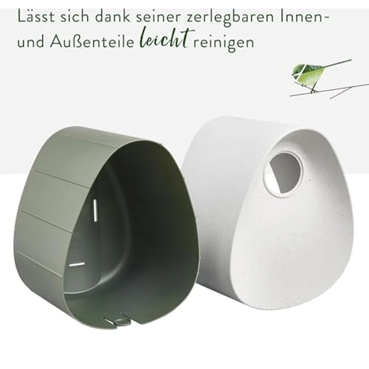 elho Essential Bird House, Vogelhaus aus 100% recyceltem Plastik für über 11 Arten, L18 x B21.1 x H23 cm, Grau/Faseriges Grau – Bild 3