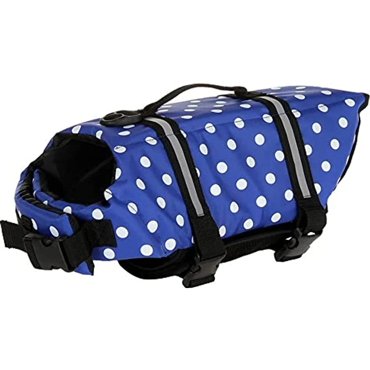 Izefia Hund Schwimmweste Sicherheitsmantel, Lebensretter mit Griff für kleine bis große Hunde, Blau Punkt, XS – Bild 1
