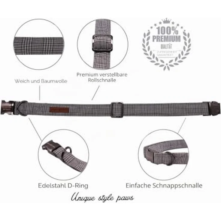 Unique Style Paws Hundehalsband mit Fliege, verstellbar, XL-Größe, aus Baumwolle, für Hunde und Katzen – Bild 2