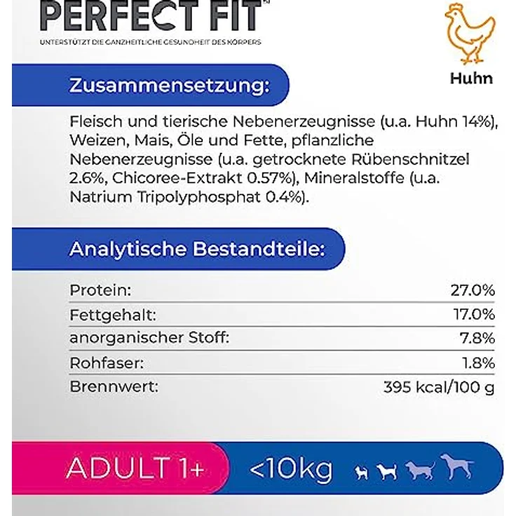 Perfect Fit Hund Adult 1+ <10kg mit Huhn, 6 x 825g, unterstützende Pflege für gesunde Haut und Fell, mit Vitamin E, Mangan und Zink – Bild 5
