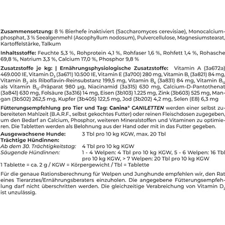 Canina Caniletten, 300 g, biologisches Kraftkonzentrat mit Spurenelementen, Mineralien und wichtigen Vitaminen für Hunde – Bild 3