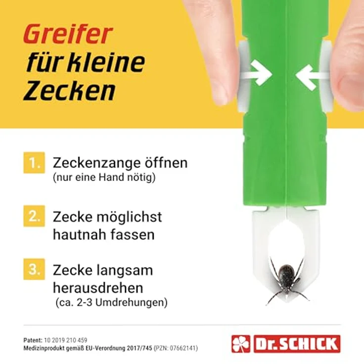 Dr. Schick Zeckenzange Ultra, 2-in-1 Zeckenhaken & Zeckengreifer, patentierter Zeckenschutz für Mensch und Tier, zur zuverlässigen Entfernung großer und kleiner Zecken, hergestellt in Deutschland – Bild 5