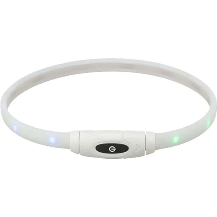 Trixie Flash Leuchtring USB Silikon, Größe XS - XL, 65 cm Halsumfang, 16 mm breit, weiß, spritzwassergeschützt, 9 Leuchtmodi – Bild 4
