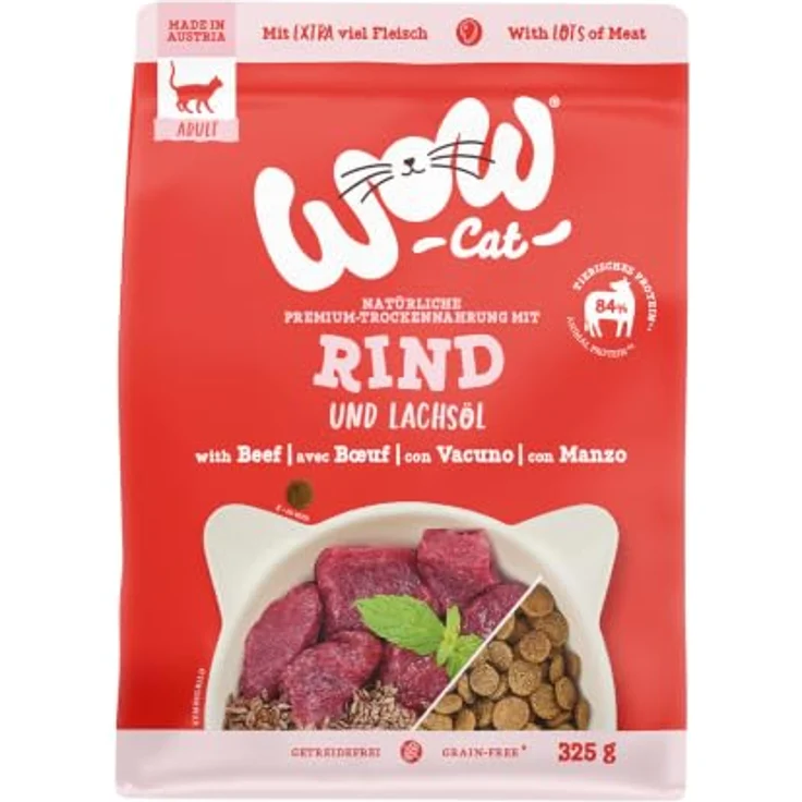 WOW Cat Adult Rind, Premium-Trockenfutter für ausgewachsene Katzen mit 84% tierischem Protein, 325 g – Bild 1