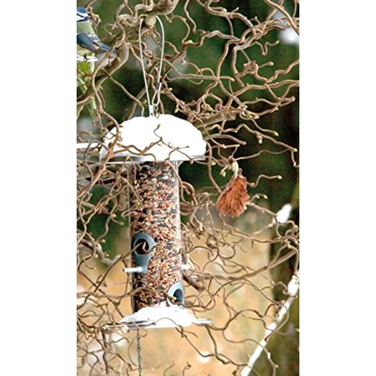 dobar Transparente Futtersäule mit Vier Futterplätzen für Vögel, Wildvogel-Futterstaton zum Aufhängen, 14 x 14 x 26 cm, Metall, Acrylglas – Bild 6