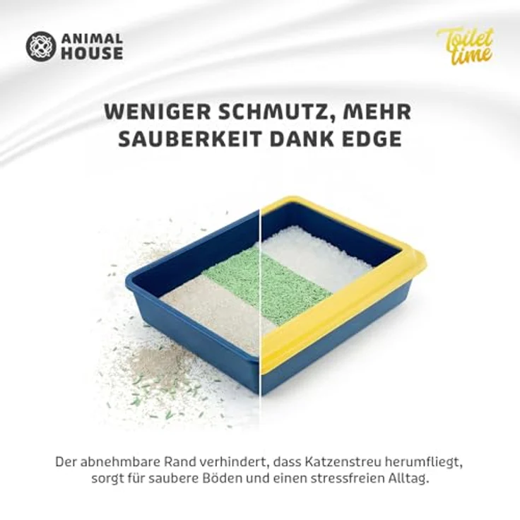 Animal House Katzenklo mit Rand, praktische Katzentoilette mit Schaufel, Größe L 43,5x34x11 cm, robuste Kunststoffstruktur, hygienisch und leicht zu reinigen – Bild 5