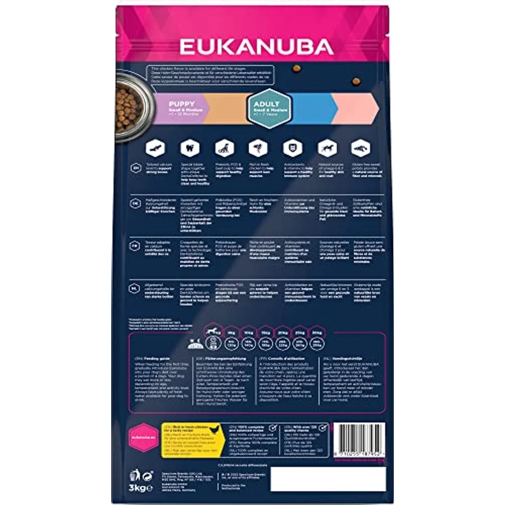 Eukanuba Hundefutter, getreidefrei mit Huhn für kleine und mittelgroße Rassen, 3 kg, für ausgewachsene Hunde, reich an Proteinen und mit DentaDefense system – Bild 2