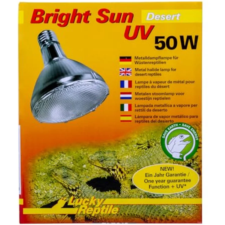 Lucky Reptile Bright Sun UV Desert, 50 Watt Terrarienbeleuchtung mit optimiertem Spektrum für Wüstenreptilien – Bild 2