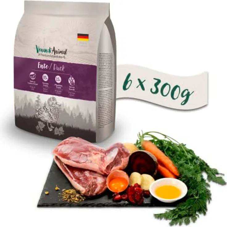 VenandiAnimal Premium Trockenfutter für Katzen, Ente, getreidefrei, 6 x 300 g, MADE IN GERMANY