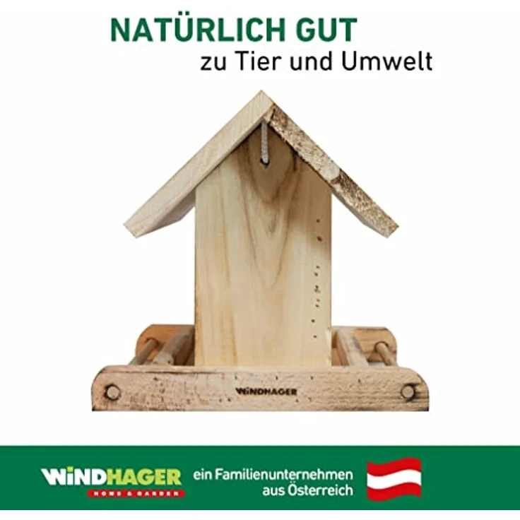Windhager Vogelfuttersilo GARDEN, Vogelfutterhaus Vogelhäuschen Futterspender, aus Fichtenholz, inklusive Aufhängeschnur, 24 x 24 x 19 cm, 06911 – Bild 7
