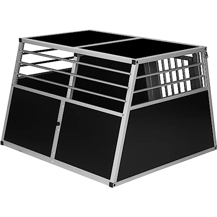 EUGAD Doppel Hundetransportbox Auto, Alu Hundebox für 2 Hunde mit Trennwand und Sicherheitsverschluss, stabile Tiertransportbox für große Hunde, 97 x 92 x 66 cm – Bild 5