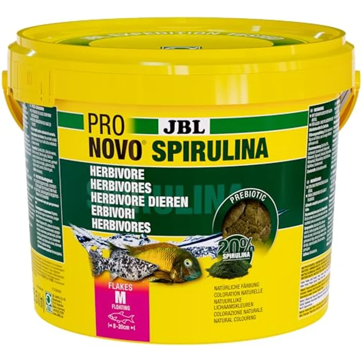 JBL PRONOVO SPIRULINA FLAKES, Grünfutter für Aquarienfische 8-20 cm, präbiotisch, 5500 ml – Bild 1