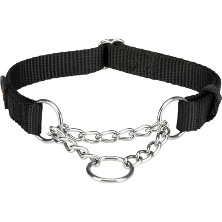 Trixie Premium Zug-Stopp Halsband Schwarz, stufenlos verstellbar, für Halsumfang 30-40 cm, 15 mm breit