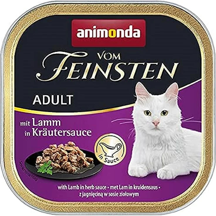 animonda vom Feinsten Adult mit Lamm in Kräutersauce, Getreidefreies Katzen-Nassfutter, 32x100g – Bild 1