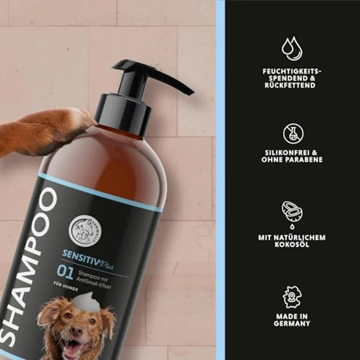 Annimally Sensitiv Plus Shampoo, Natürliches Hundeshampoo für sensible Hunde & Welpen, Sanfte & pH-neutrale Reinigung mit Kokosöl, Ohne Silikone, Parabene & künstliche Duftstoffe, 500 ml – Bild 3