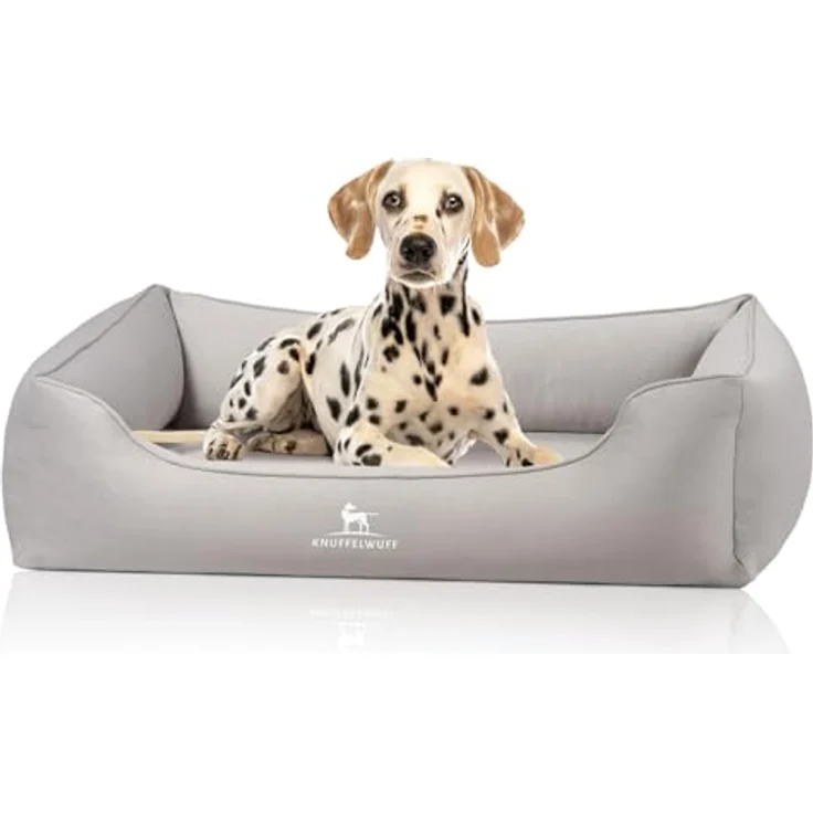 Knuffelwuff orthopädisches Hundebett Oliver, XL - Grau | Memory Foam, wasserabweisend, waschbar, gelenkschonend, Easy Clean Wildlederoptik – Bild 1
