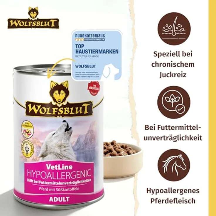 Wolfsblut VetLine Hypoallergenic Pferd, Nassfutter für Hunde bei Futtermittelallergien, 6 x 395g – Bild 3