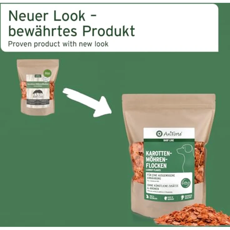 AniForte BARF-Line Karotten-Möhrenflocken, 1kg, getreide- und glutenfreies Hundefutter ohne künstliche Zusätze – Bild 7