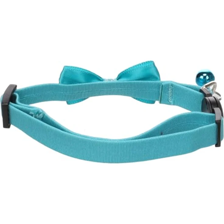 Flamingo Katze Halsband mit Schleife, verstellbar 20-35cm, 10mm, Türkis, Nylon, Safety Click – Bild 3