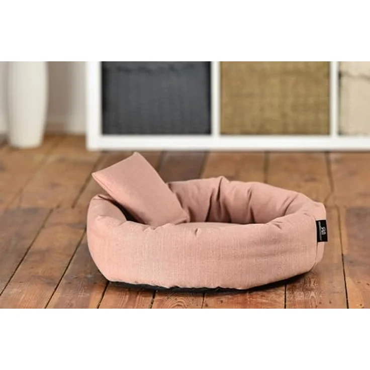 Rohrschneider Kuschelinsel für Hunde und Katzen, aus 100% recyceltem Material, abnehmbarer Bezug, grau oder rosa, Größe S: 50x15cm – Bild 4