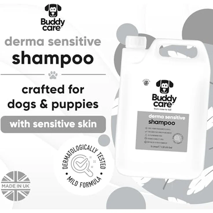 Buddycare Derma Sensitive Shampoo, Hundeshampoo für empfindliche Haut mit Aloe Vera und Pro-Vitamin B5, 5L – Bild 2