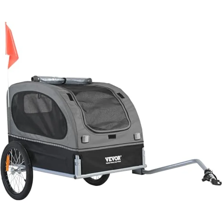VEVOR Hundeanhänger 2in1, faltbarer Fahrradanhänger und Hundebuggy mit Kohlenstoffstahlrahmen, 600D Oxford-Gewebe, Tragfähigkeit bis 45 kg, Blau