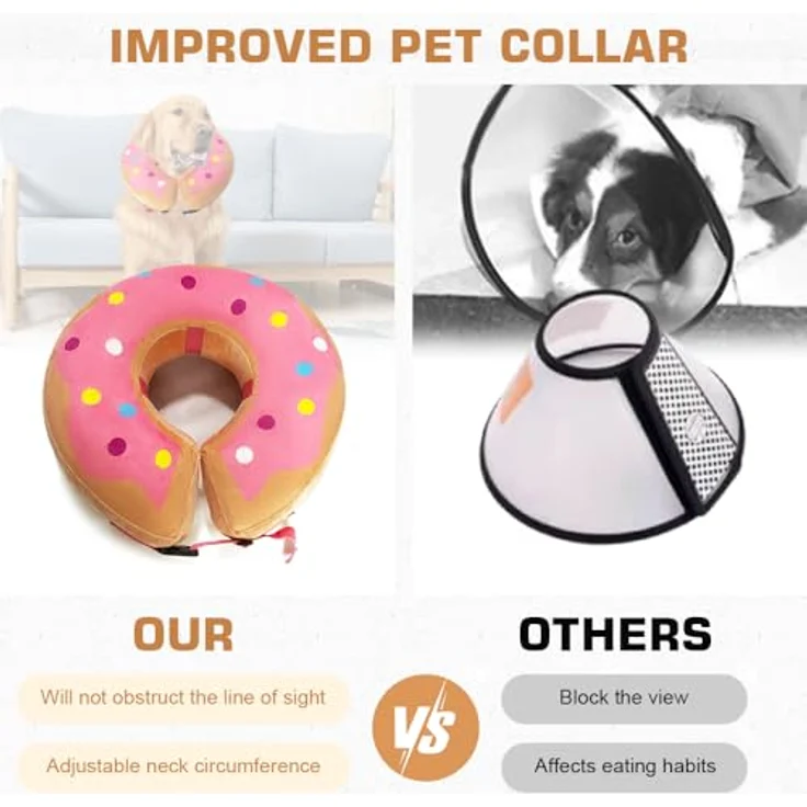 HMCEY Aufblasbare Halskrause für Hunde, Einstellbarer Schutzkragen aus weichem Veloursmaterial, Leicht und bequem, Größen S-XL – Bild 4