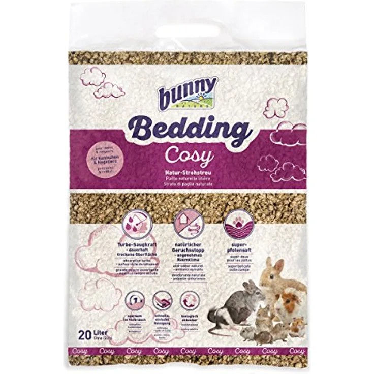 Bunny Nature Bedding Cosy, 20 l Natur-Strohstreu für Kaninchen & Nagetiere mit Turbo-Saugkraft und natürlichem Geruchsstopp