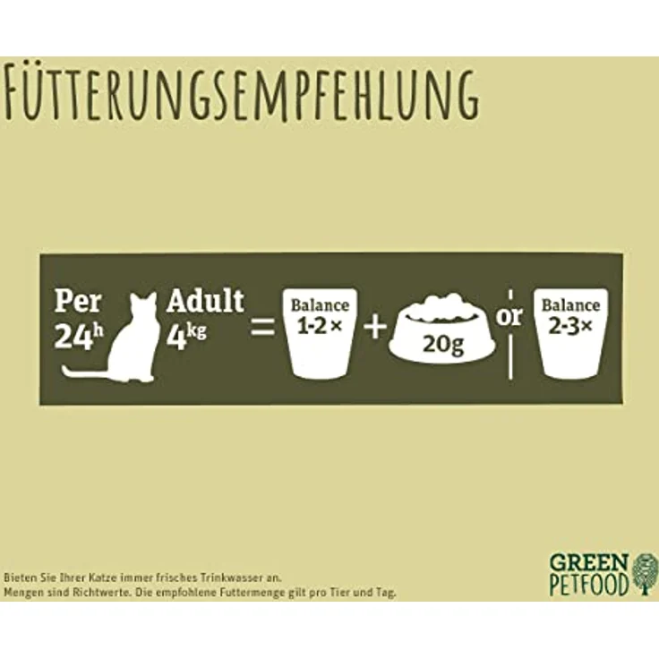 Green Petfood FairCat Balance, getreidefreies Nassfutter für ausgewachsene Katzen mit Tierwohl-Hühnchen, grünem Tee und Vitamin C+E, 8 x 85 g – Bild 4