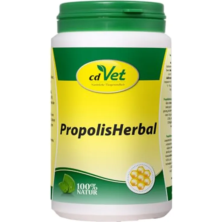 cdVet PropolisHerbal 190g, Propolis Nahrungsergänzung für Hunde, Katzen, Nager und Pferde, 100% Naturprodukt mit Flavanoiden und Spurenelementen