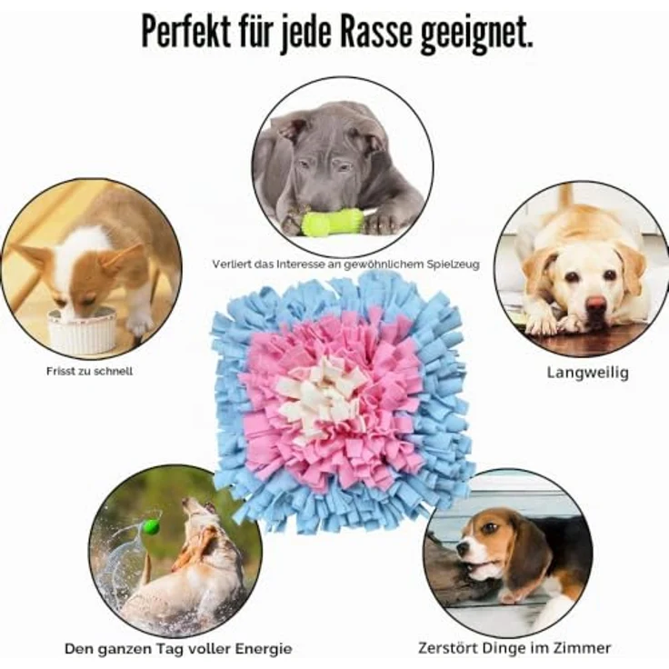 IEUUMLER Schnüffelteppich Hund Schnüffeldecke Futtermatte Trainingsmatte für Haustiere, 45x45cm, Blau & Pink, stressreduzierend und für drinnen & draußen geeignet – Bild 3