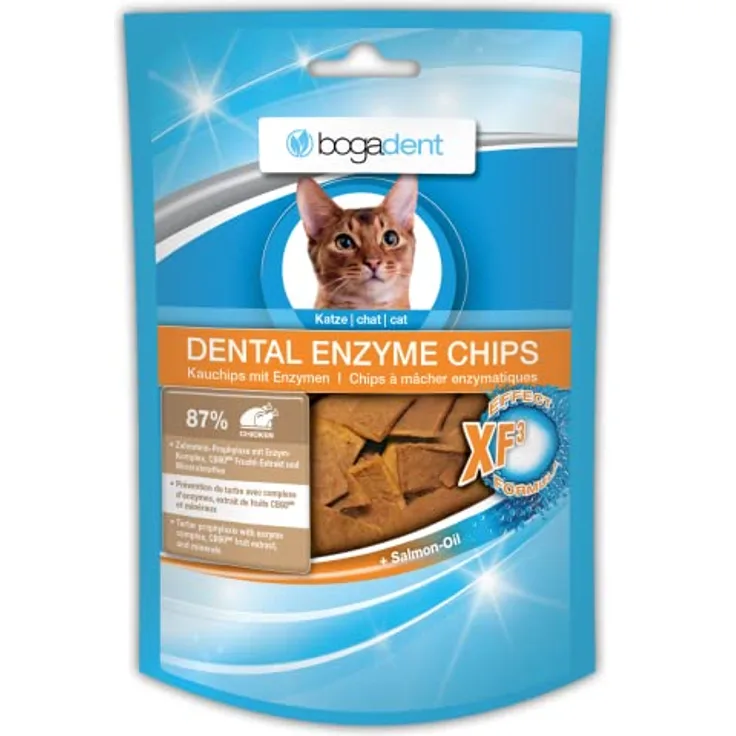 bogadent DENTAL ENZYME CHIPS CHICKEN, Zahnpflege Kauchips für Katzen, 50g