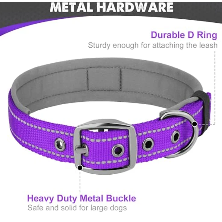 Joytale Halsband für Hunde, gepolstertes Neopren-Hundehalsband für kleine Hunde, reflektierend und strapazierfähig, lila – Bild 5