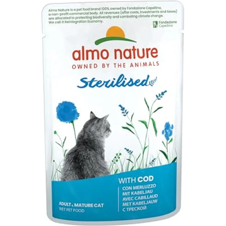 Almo Nature Functional Sterilised, Feuchtnahrung für sterilisierte und ältere Katzen mit Kabeljau und Huhn, fettarm und feuchtigkeitsspendend, 70g (6er Pack) – Bild 3