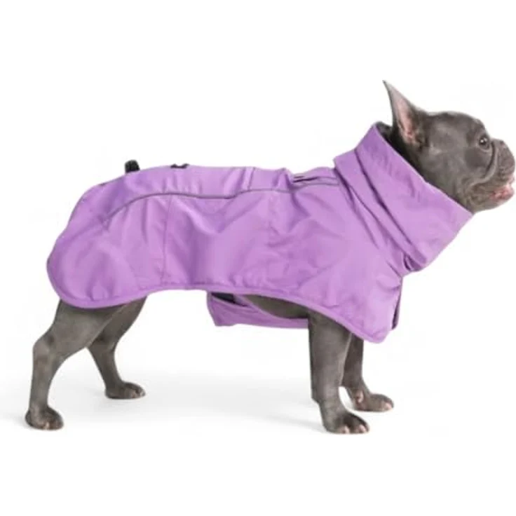 Spark Paws Hunderegenmantel, wasserdicht und winddicht, reflektierender, atmungsaktiver Trockenanzug mit Ganzkörperabdeckung für Hunde, Lila, Größe L – Bild 1