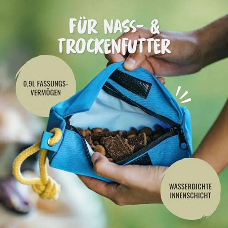 Rudelkönig Futterbeutel für Hunde - Robuster Apportierdummy für Leckerlies, ideal für Hundetraining, mit Klett- und Reißverschluss, passend für Nass- und Trockenfutter – Bild 5