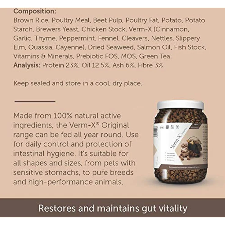 Verm-X Herbal Crunchies für Katzen, 1 kg Tub, 100% natürlich, für gesunde Verdauung, unisex, klar – Bild 3