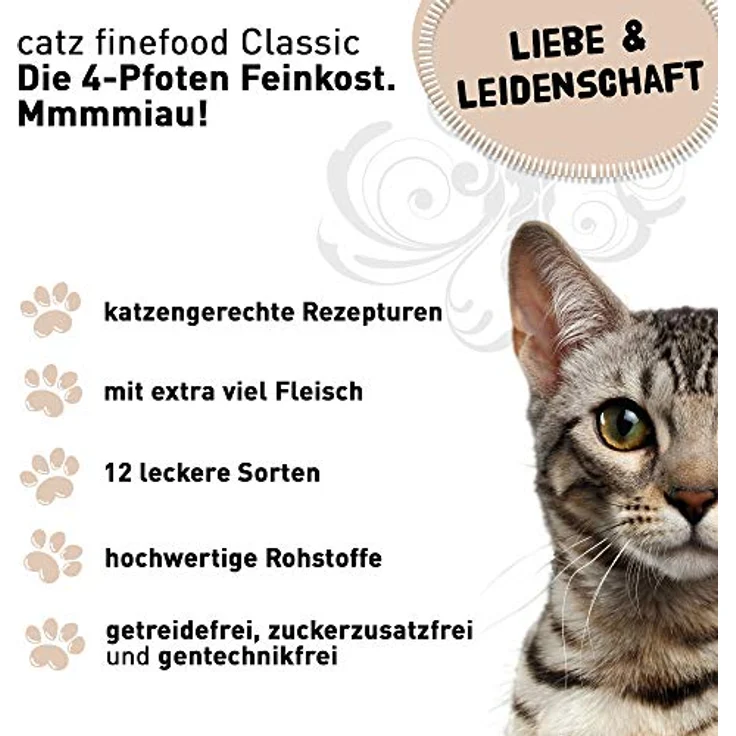 catz finefood N° 9 Wild Feinkost Katzenfutter, 70% Wild, verfeinert mit Kartoffel & Preiselbeere, 16 x 85g Beutel – Bild 5