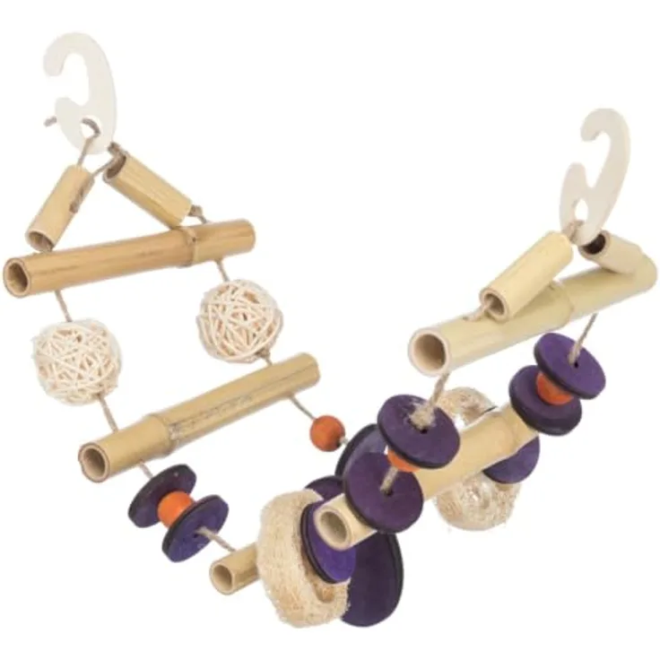 Trixie Suspension Bridge 45 cm, Vogelspielzeug aus 100% natürlichen Materialien mit Holz-Haken