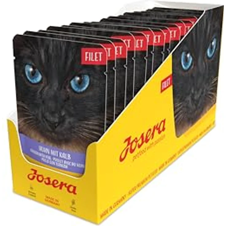 JOSERA Filet Huhn mit Kalb, Premium Nassfutter für Katzen, 16 x 70 g, 40% Hühnerfilet, getreidefrei, Harn-pH Kontrolle, made in Germany – Bild 1