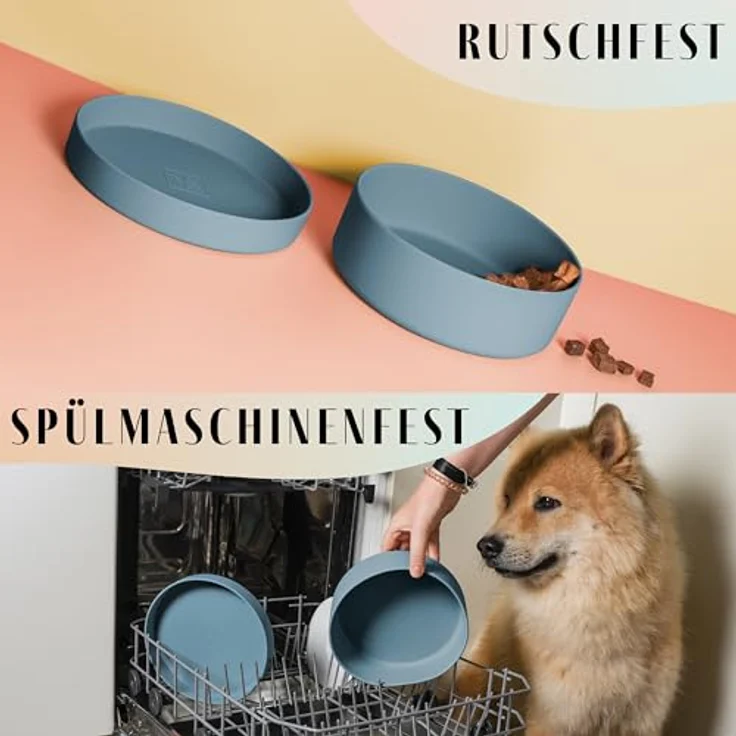ne&no® Silikon Hundenapf 1200 ml mit Deckel für kleine und mittelgroße Hunde | luftdicht und rutschfest | inkl. eleganten Untersetzer – Bild 5