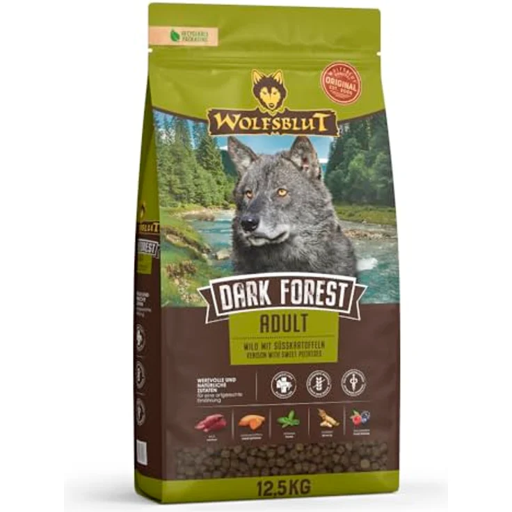 Wolfsblut Dark Forest Adult, Getreidefreies Hunde-Trockenfutter mit Wildfleisch und Superfoods, 12,5 kg – Bild 1