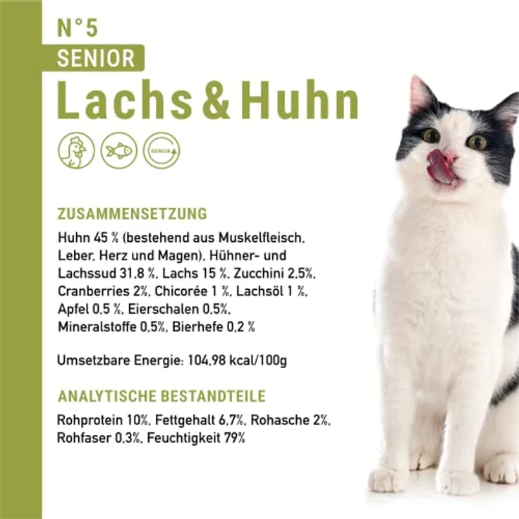 catz finefood Senior Collection Katzenfutter nass - 6 x 200g Dosen, getreidefrei, hoher Fleischanteil über 91%, für ältere Katzen mit Vitaminen & Mineralien – Bild 5