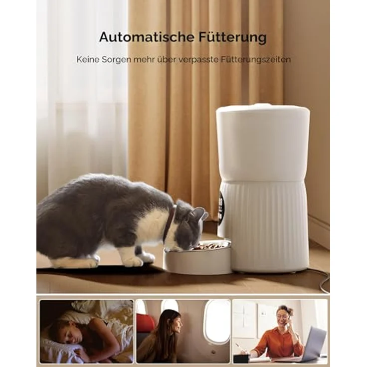 faroro Futterautomat Katze 4L, Automatischer Futterspender für Hunde, mit personalisierter Aufnahme und transparentem Lagertank – Bild 3