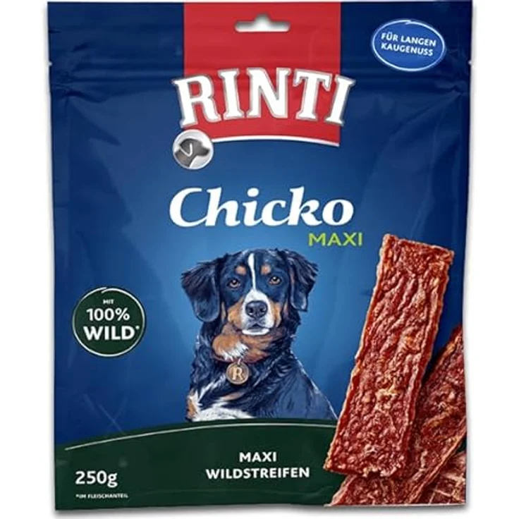 Rinti Chicko Maxi Wild, Ergänzungsfuttermittel für Hunde, 3er Pack mit zarten Wildfleisch-Streifen, leicht bekömmlich und gut verdaulich, ohne Soja, 3 x 250 g – Bild 2